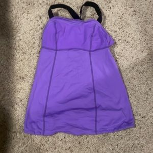 LULULEMON Catch Me Purple Black
Back Cross strap back tank  Size 4